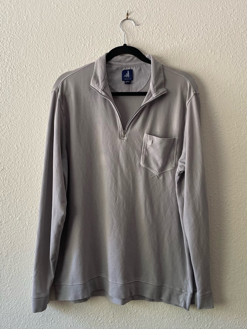 Johnnie-O Derek Quarter Zip Pullover Mens Large Gray Stretch Pocket Shirt